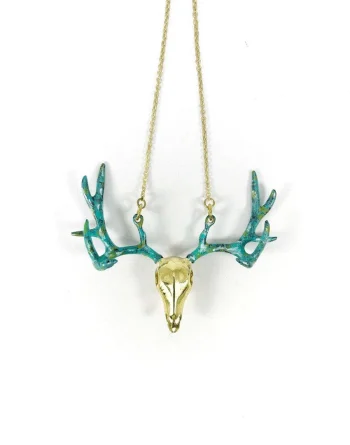 Pendant Necklace - Patina Antlers