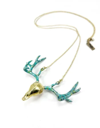 Pendant Necklace - Patina Antlers
