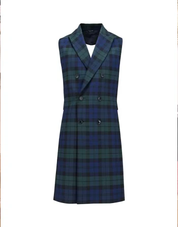 Plaid Long Bare Back Vest