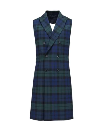 Plaid Long Bare Back Vest