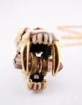 Realistic Saber Tooth Skull Pendant Necklace