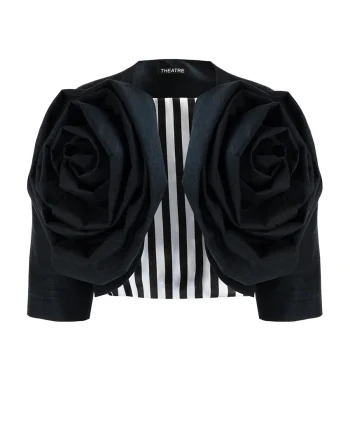 Silk Black Petal Flower Jacket