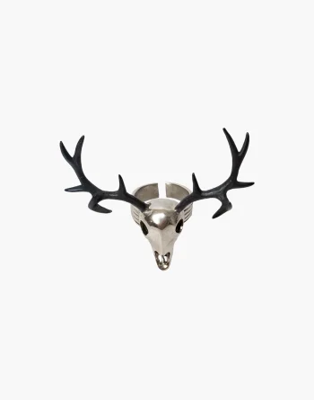 Stag Skull Ring - White Bronze