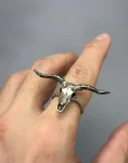 Taurus Bull Skull Ring Sided