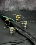 Taurus Bull Skull Ring – Deep Green Patina
