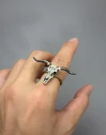Taurus Bull Skull Ring – In White Bronze