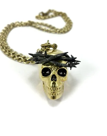 Thorns Golden Brass Skull Necklace