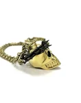 Blackened Crown of Thorns, Golden Brass Skull Necklace