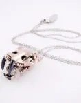 White Bronze Saber Tooth Skull Pendant Necklace
