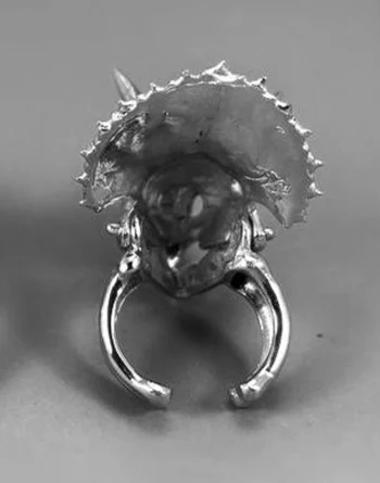 White Bronze T-Rex Dinosaur Skull Ring - Jurassic