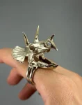 White Bronze T-Rex Dinosaur Skull Ring – Jurassic Head