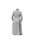White Tweed Jacket With Stripes Front