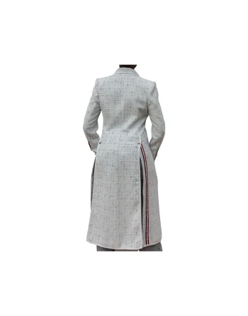 White Tweed Jacket With Stripes
