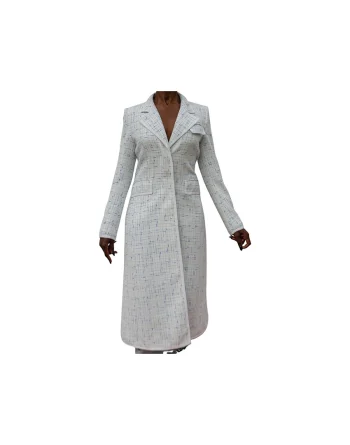 White Tweed Jacket With Stripes