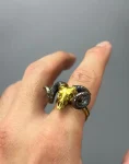 Zodiac Aries Ram, Brass Skull Ring Cntr