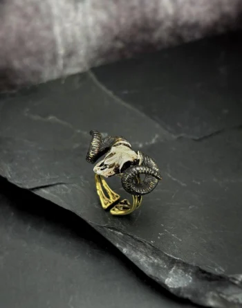 Zodiac Aries Ram - Realistic Look Skull Ring