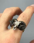 Zodiac Aries Ram, Realistic Look Skull Ring
