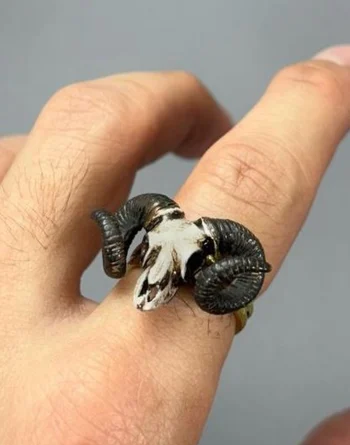 Zodiac Aries Ram - Realistic Look Skull Ring