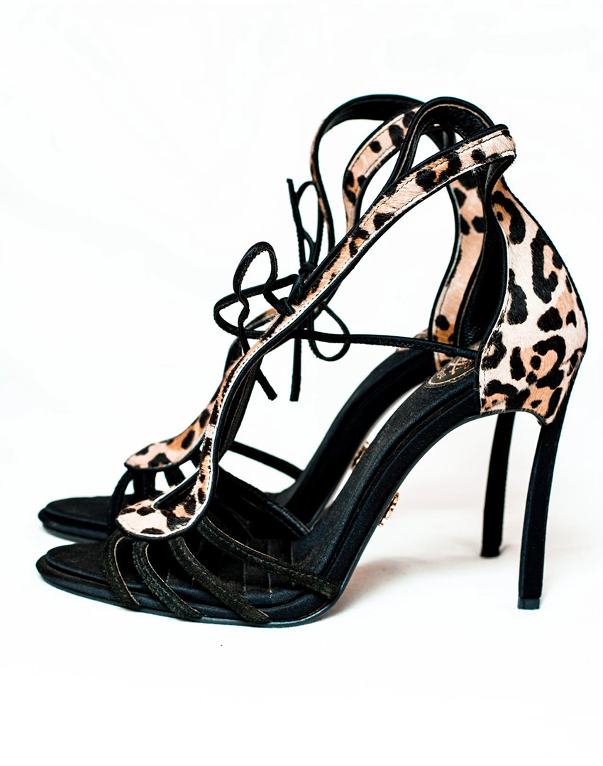 Leopard Peep-Toe Heels Sided Leopard Peep-Toe Heels