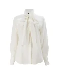 Silk Blouse With Bow Tie Collar
