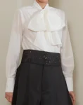 Silk Blouse With Bow Tie Collar