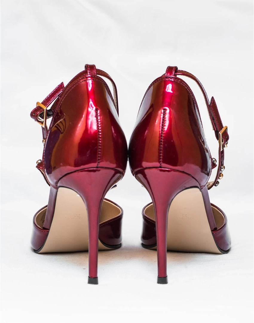Studded Heel in Bordeaux Rare Studded Heel in Bordeaux